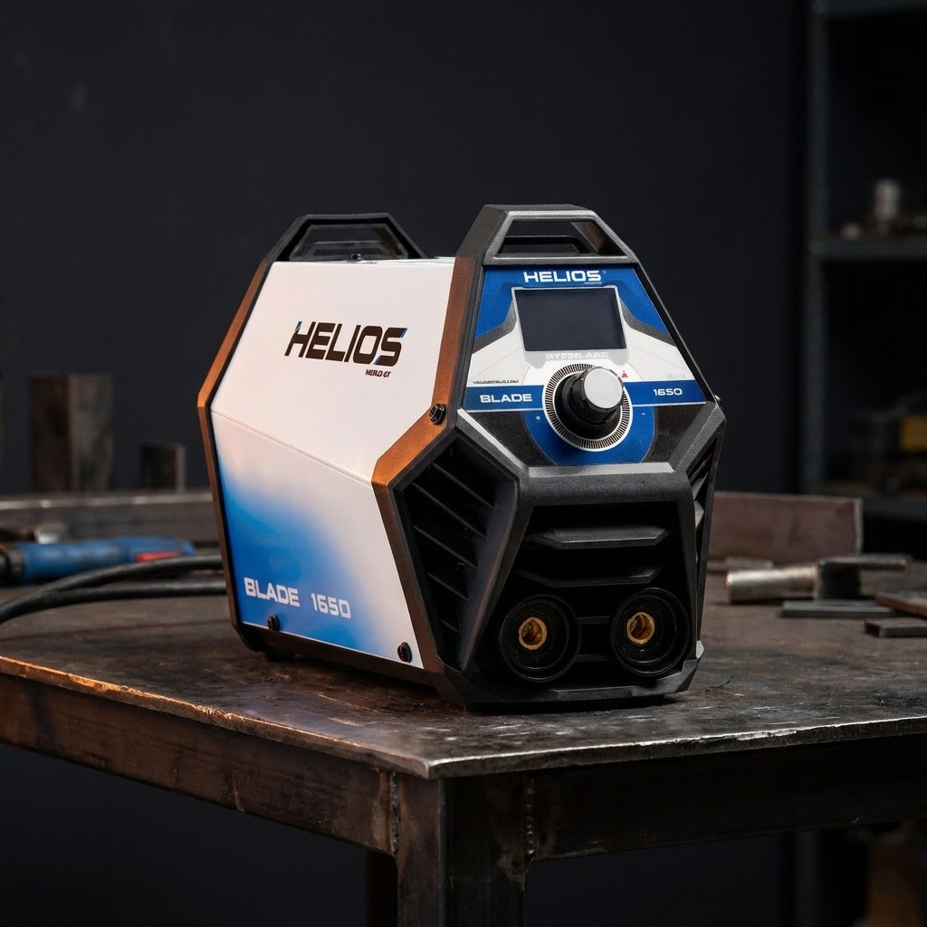 Soldadora inversora HELIOS BLADE en oferta sobre banco de trabajo