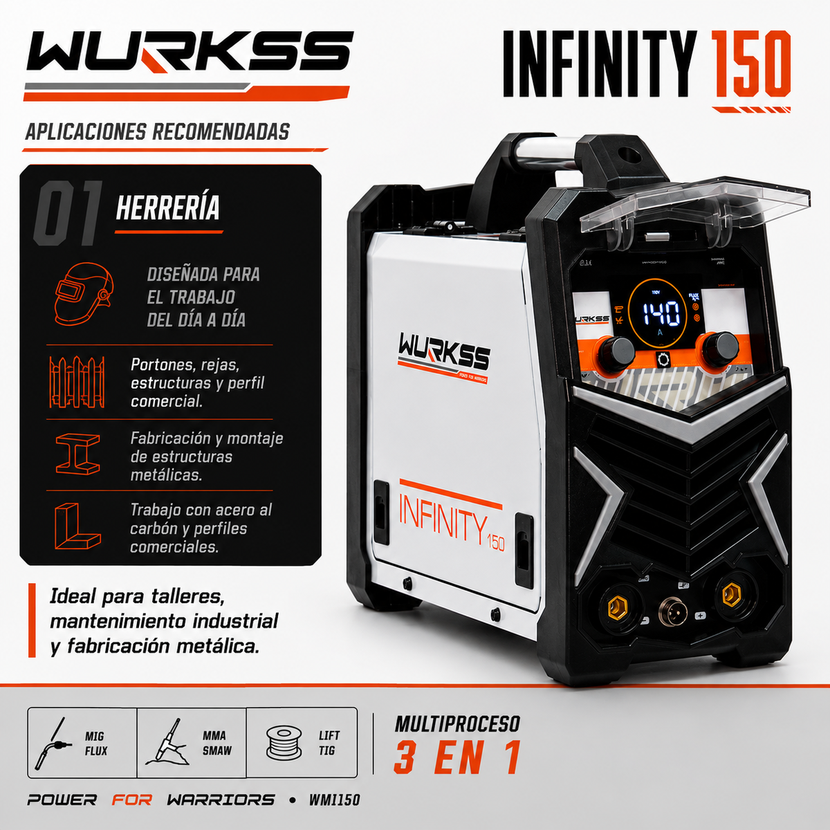 Soldadora Multiproceso WURKSS Infinity 150