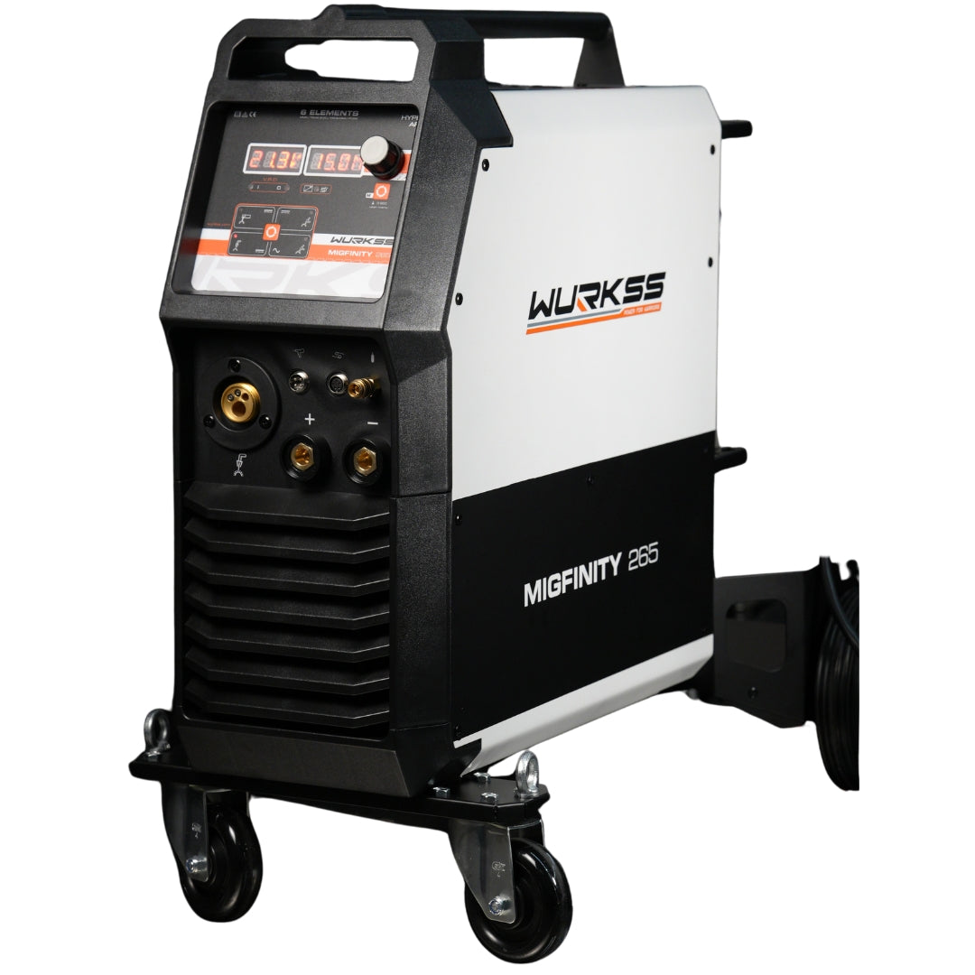 Soldadora WURKSS MIGFINITY 265 250A TIG AC/DC MIG MAG MMA, vista frontal del equipo