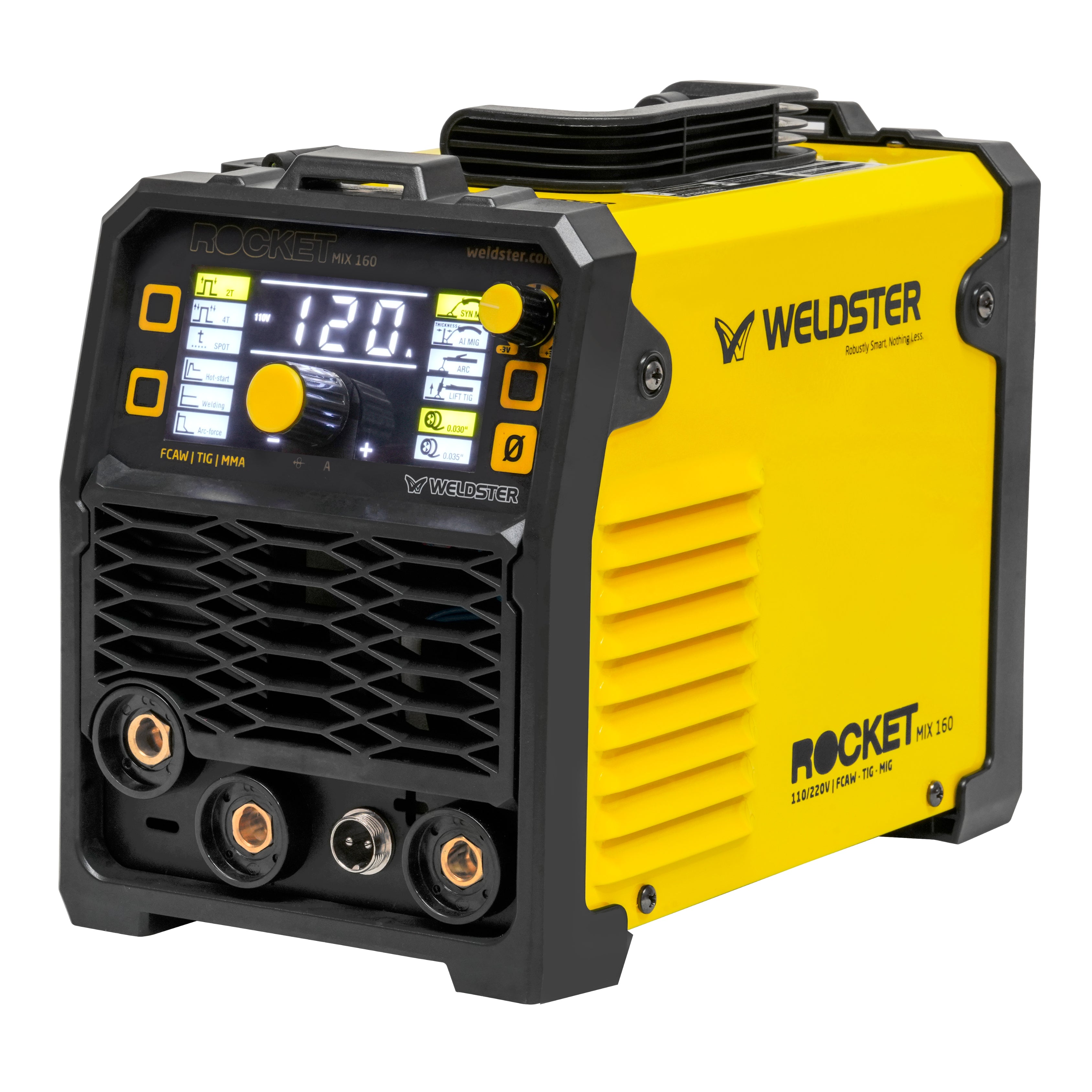 Soldadora Multiproceso WELDSTER Rocket MIX 160 110/220V MIG MMA TIG, vista frontal del equipo