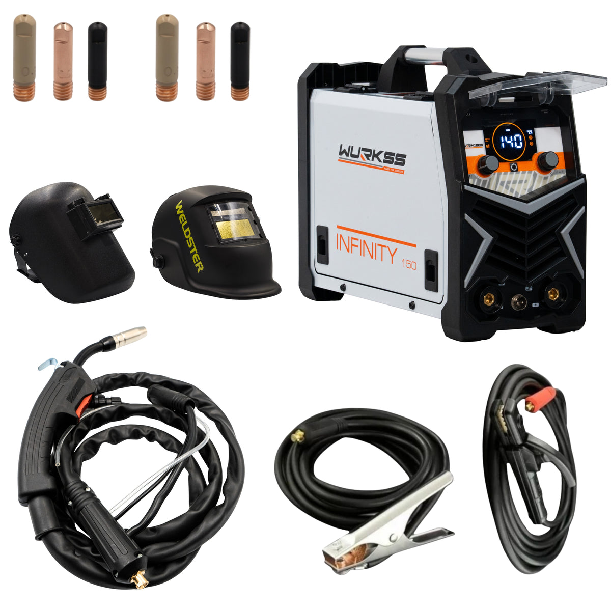 Combo WURKSS Infinity 150 con careta Black, careta Alpha y kit de puntas