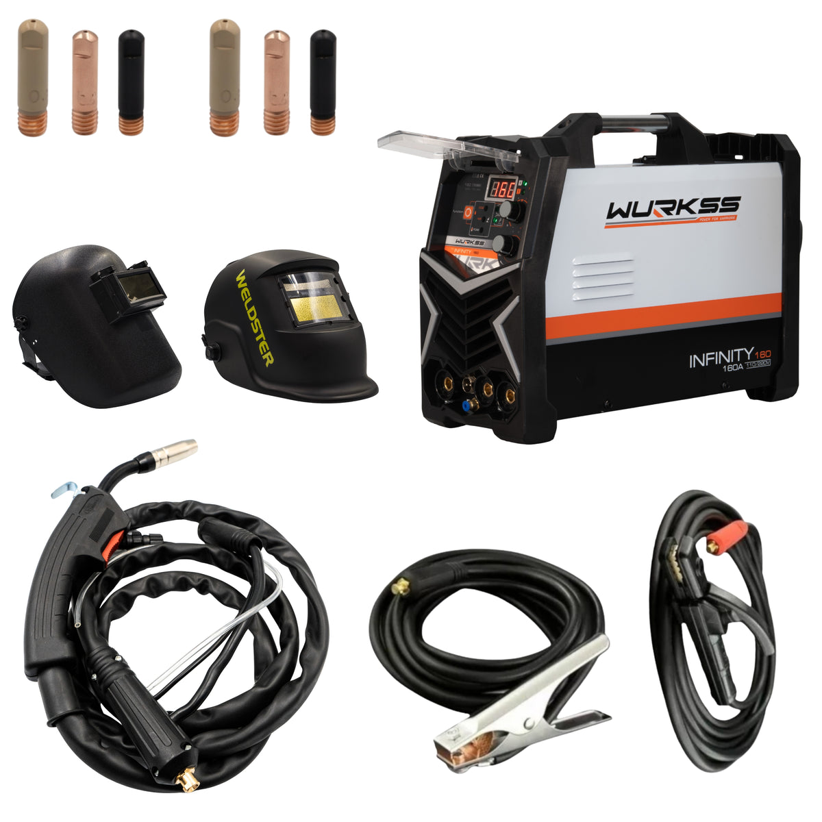 Combo WURKSS Infinity 160 con careta Black, careta Alpha y kit de puntas
