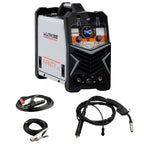 Soldadora WURKSS Infinity 150, vista frontal 3/4 con kit de cables