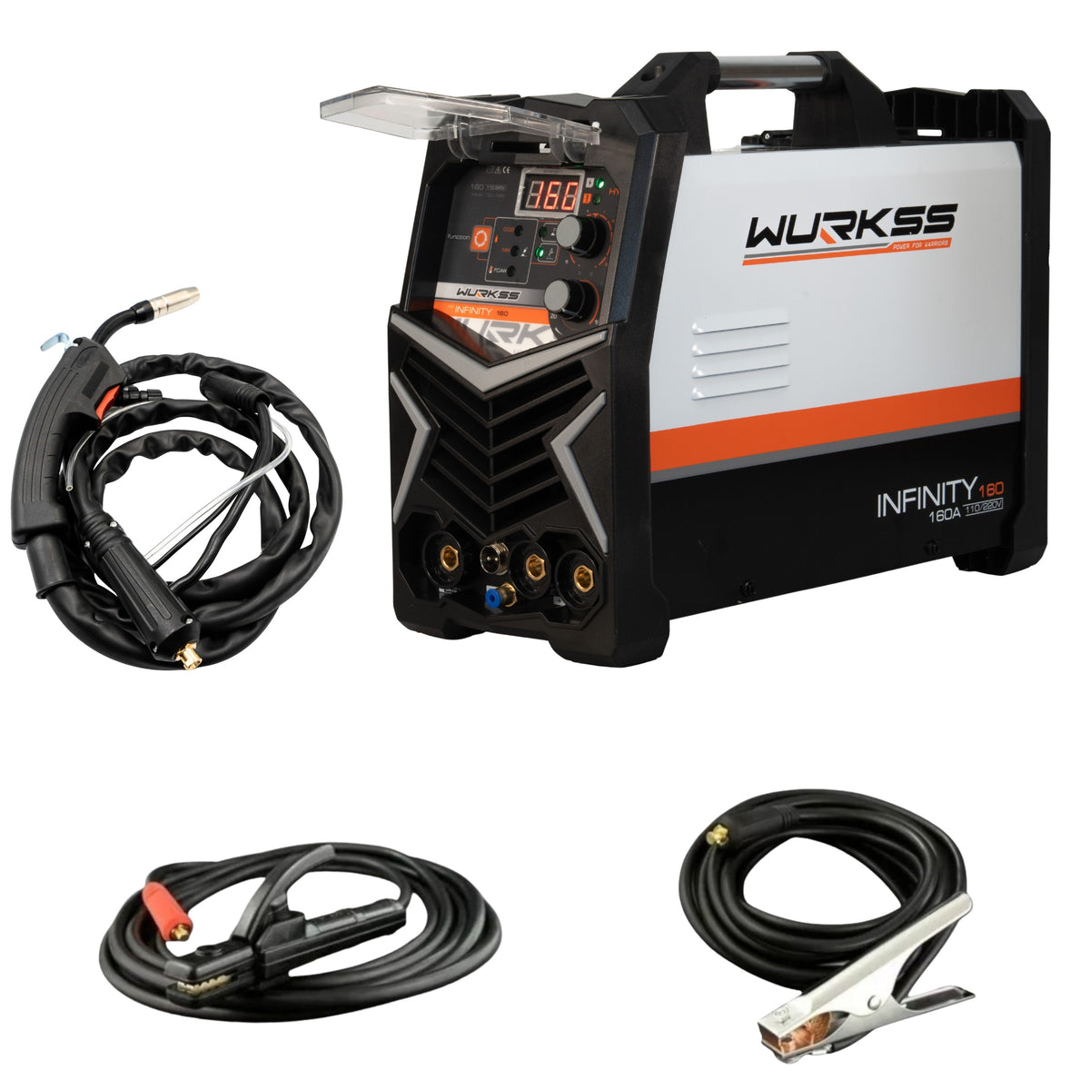Kit completo WURKSS Infinity 160 con antorcha, cables y pinza de tierra